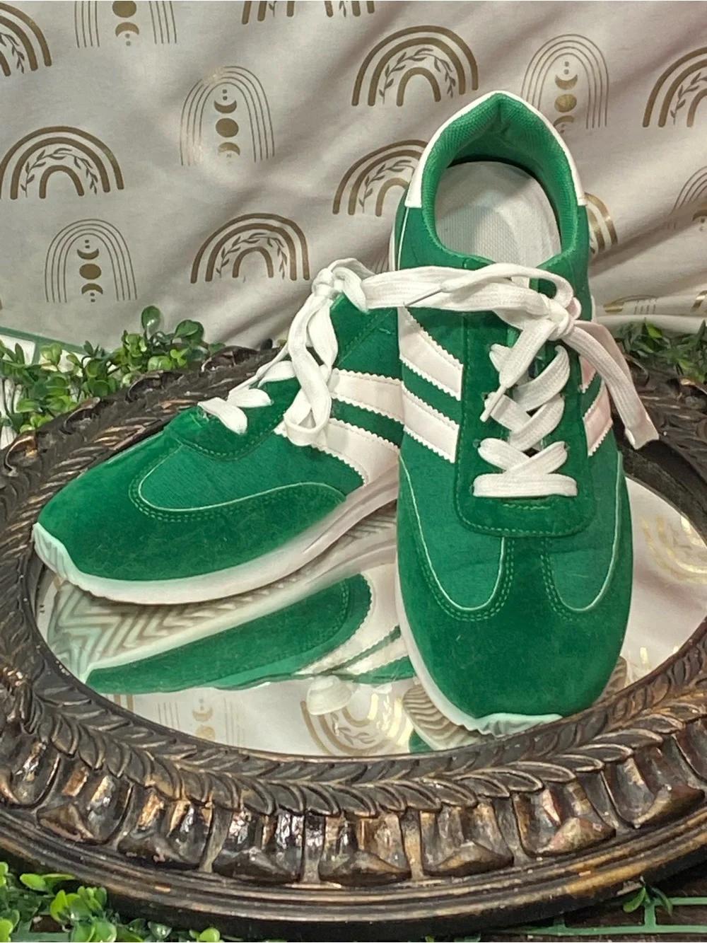 Kids Green Athletic Sneakers with White Accents